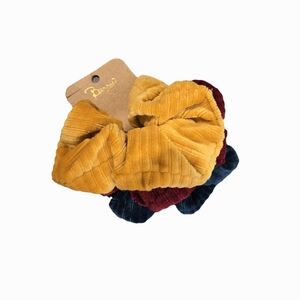 Berry NWT Velvet Scrunchie Set - Mustard, Burgundy, Navy